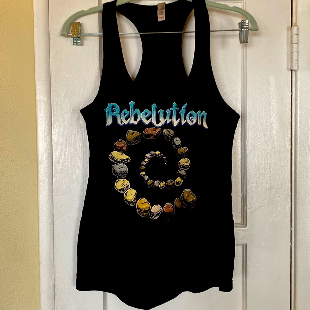 Rebelution racer back tank top, black, M
